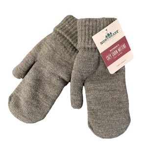 Northeast Outfitters Mittens NWT Women's O/S Cozy Cabin Comfy Fuzzy Lining Gray